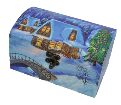 Новогодний подарок с конфетами Сундук Снежная зима Новогодний подарок с конфетами Сундук Снежная зима