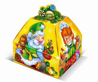 Сладкий подарок в картонной упаковке "Новогодний Кубик"