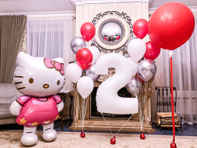 Композиция из шариков "Котенок Hello Kitty"