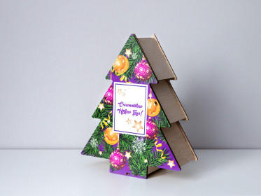 Подарок в коробке из фанеры Елочка Подарок в коробке из фанеры Елочка