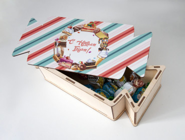 Подарок в коробке из фанеры Конфетка Подарок в коробке из фанеры Конфетка