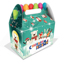 Сладкий новогодний подарок в картонной упаковке Дед Мороз на шаре