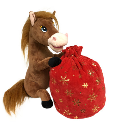 Подарок новогодний с конфетами символ года Конь Ангус