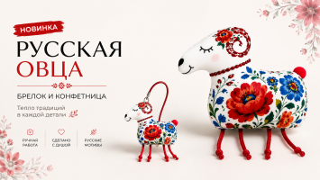 Подарок на новый год Конфетница детская Русская овца с логотипом