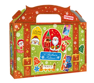 Новогодний подарок с конфетами Чемодан путешественника Новогодний подарок с конфетами Чемодан путешественника