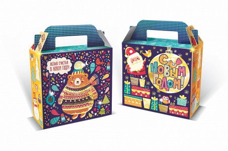 Сладкий новогодний подарок в картонной упаковке Мишка на севере