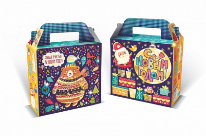 Сладкий новогодний подарок в картонной упаковке Мишка на севере