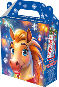 Сладкий подарок в картонной коробке с лошадью Фейерверк