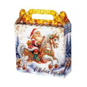 Новогодний подарок со сладостями Дед Мороз на Лошадке