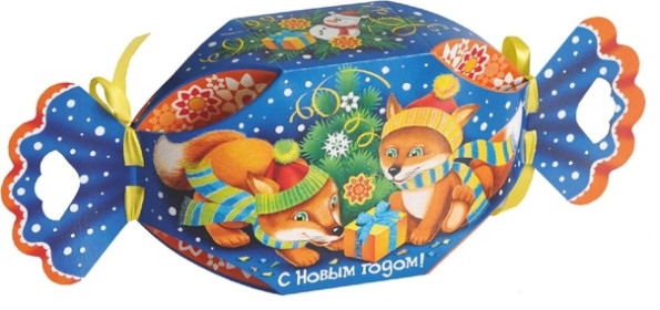 Сладкий новогодний подарок в картонной упаковке Конфетка