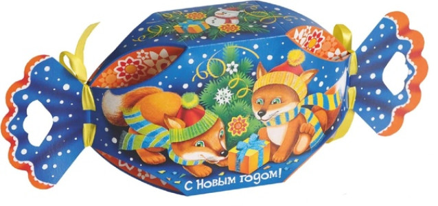 Сладкий новогодний подарок в картонной упаковке Конфетка