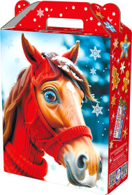 Новогодний подарок со сладостями Лошадиная упряжка