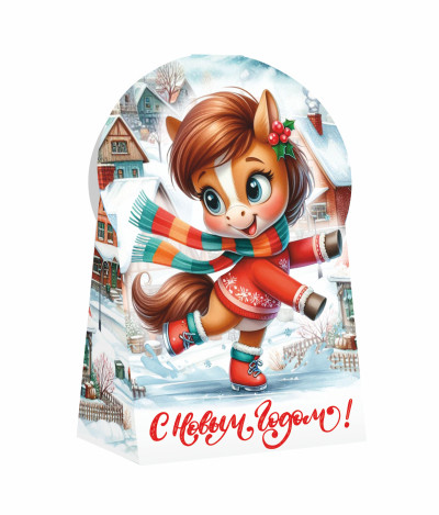 Сладкий новогодний подарок лошадка Искорка с конфетами