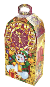 Новогодний подарок со сладостями в картонной упаковке "Сладкие минутки" красные