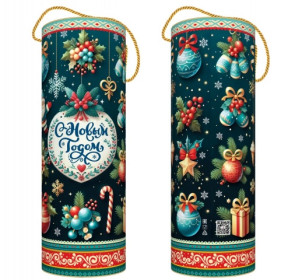 Сладкий новогодний презент в тубе Новогоднее ассорти Сладкий новогодний презент в тубе Новогоднее ассорти