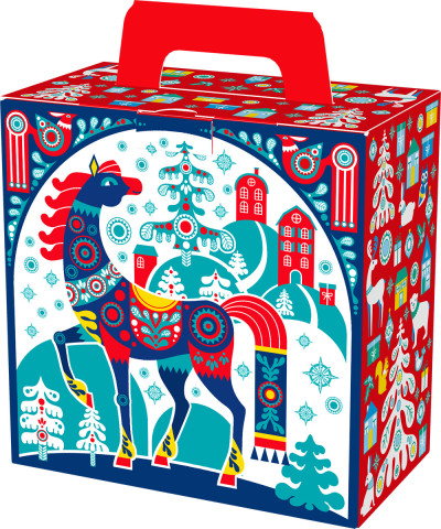 Новогодний подарок с конфетами Орнамент