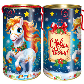 Сладкий новогодний сувенир в тубе Сказки лошадки