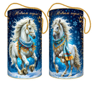 Подарок на новый год в тубе с лошадью Топаз Подарок на новый год в тубе с лошадью Топаз