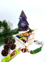 Подарок в коробке из фанеры Елочка Подарок в коробке из фанеры Елочка